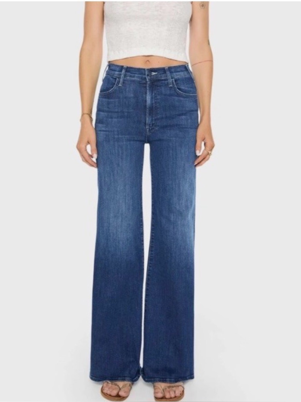 MOTHER the hustler roller heel Wide Leg Jeans, 30, small pleasures